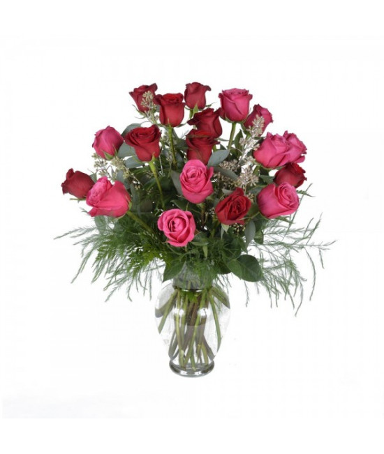 The assorted 18 roses bouquet